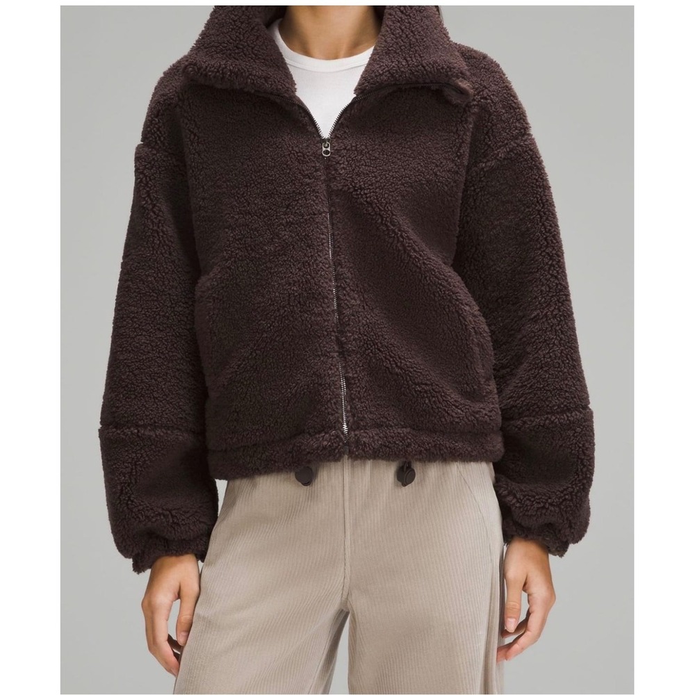Lululemon Cinchable Fleece Zip Up Jacket Size 8 Brown - Picture 2 of 9